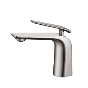 Brushed Nickel Basin Faucet Single Handle Hot and Cold Water Mixer Brass Bathroom Sink Taps