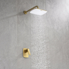 Luruxy Hotel Brushed Gold In-Wall Mounted Single Handle Rainfall Bathroom Concealed Faucet Shower Set