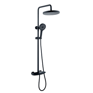 Wall Mounted Rainfall Exposed Black Bathroom Shower Mixer Set China Factory Modern Copper 