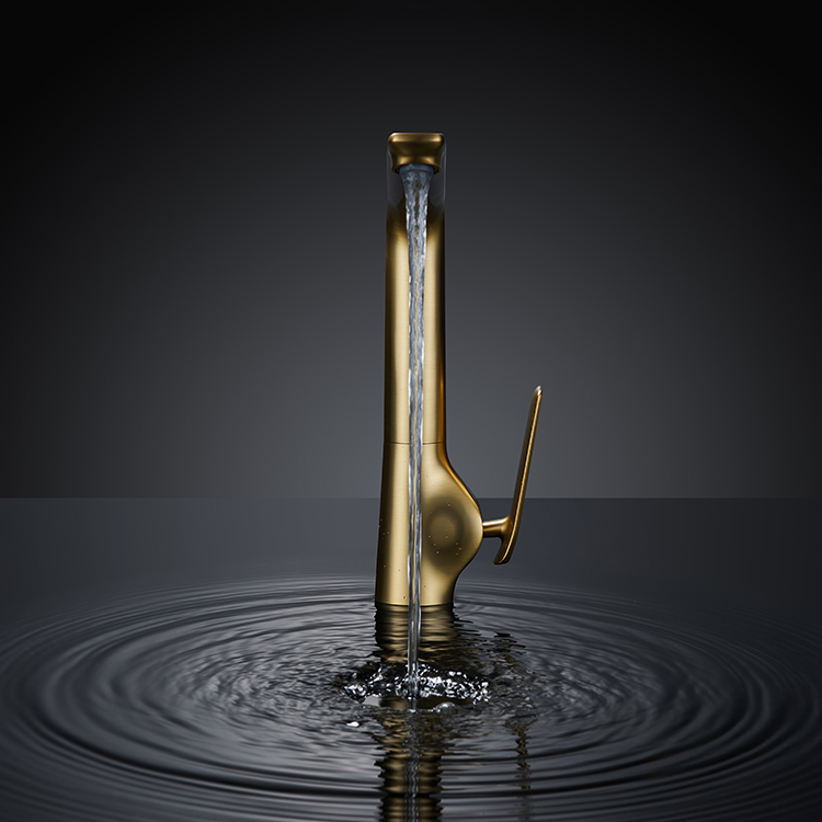 Modern Gold Brass Kitchen Faucet Single Hole Deck Mounted Hot And Cold Water Sink Mixer Tap