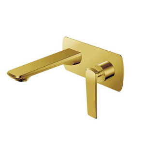 New Design Single Handle Copper Titanium Gold Bathroom Brass Mixer Tap Wall Mounted Sink Faucet