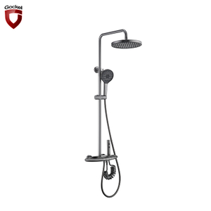 Luxury Rainfall Exposed Bathroom Shower Set Brass Gun Grey Hot Cold Water with Sprayer Shower Set