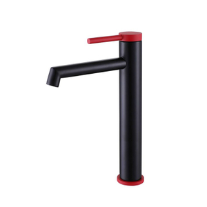 ISO9001 Red Black Single Handle Bathroom Faucet Single Lever Brass Single Handle Deck Mounted One Hole Sink Mixer Tap