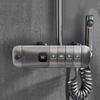Wall Mounted Gun Grey Brass Thermostatic Shower Mixer Diverter Valve 4 Functions Modern 