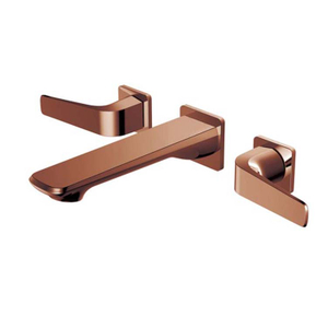Modern Copper Rose Gold Dual Handle 3 Holes Concealed Bathroom Faucet Wall Mounted Basin Mixer Tap