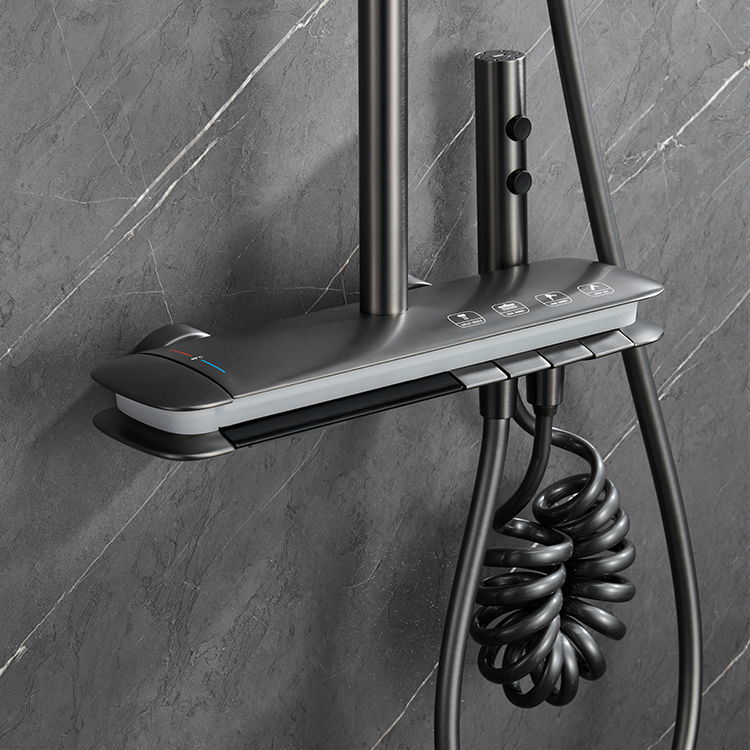Copper Exposed Shower Mixer LED Bathroom Thermostatic Shower Valve 2023 New Design
